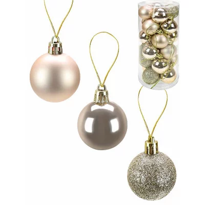 Набор ёлочных шаров 24 шт Новогоднее настроение, 4 см, золотой (мат, глянец, глиттер) НУ-3435