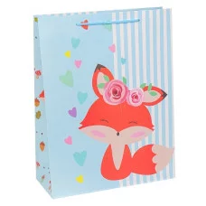 Dream cards Пакет подарочный с мат. лам. Лисичка, голубой 26х32х12 см, 210 г ППК-1911 462-0-129-71911-7