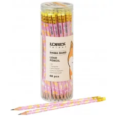 Карандаш чернографитный, корпус дерев. LOREX KIDS V-TYPE SHIBA BAND НВ с ластиком заточенный трехгранный тубус принт на корпусе 251080