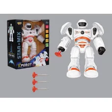 Робот на батарейках,  двигается, стреляет, звук. и свет. эффекты, в/к 18,5*11*22 см M1353-2