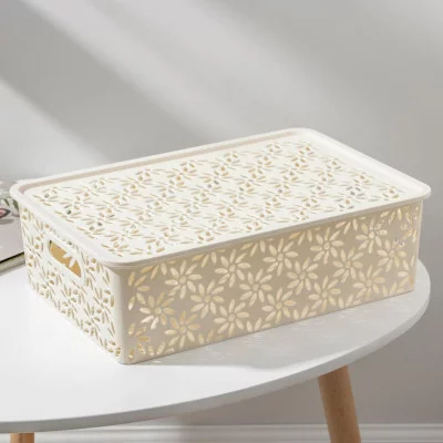 Корзинка "Ромашки" 7,5л. 350х245х105 мм (слоновая кость)  512026 ХТ2543