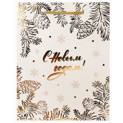 Dream Cards Пакет подар.с мат.лам.и тис.ф.31x40x12см(XL) Новогодние узоры 190г ПКП-8286