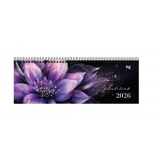 Планинг датированный 2026г., 64л., 285*100мм, картон, BG "Цветочный принт", отд.фольгой, на гребне 381750