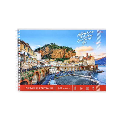 Альбом для рисования А4 40л ГОРОД У ВОДЫ гребень с жестк 40-1211