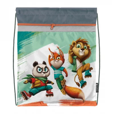 Мешок д/обуви Schoolformat ВЕСЕЛЫЕ ЗВЕРЯТА 42х34х0,5 2 отд. серый универс. 237189