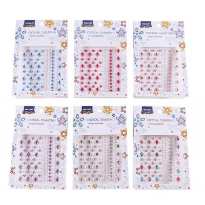 Стразы-наклейки акриловые АССОРТИ, 10.4*16 см, 6 дизайнов, ОПП-упаковка с европодвесом M-8645