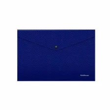 Папка-конверт на кнопке пластиковая ErichKrause Diamond Total Blue, A4, полупрозрачный, синий 54878