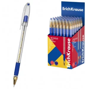 Ручка шариковая ErichKrause L-30 Gold Stick&Grip Classic 0.5, Super Glide Technology, цвет чернил синий 63115