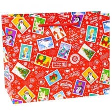 Пакет подарочный с глянцевой ламинацией (горизонтальный) 32х26х12 см (L) Новогодняя почта, 157 г ПКП-1832