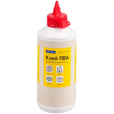 Клей ПВА OfficeSpace, универсальный, с дозатором, 0,5кг Спейс 268535