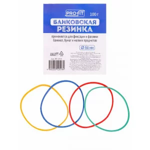 Банковская резинка 60мм цветная TM"Profit" 100г в упаковке БР-2518