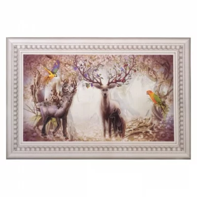 Наклейка пластик интерьерная картина "Сказочные олени в лесу" 38х58 см 3724875