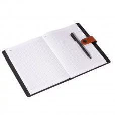 Бизнес- блокнот с авторучкой, 15,0 см * 22,0 см, 7БЦ, Alingar, иск. кожа, клапан на кнопке, 80 л., клетка AL4317
