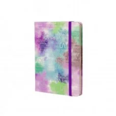 Записная книжка, А6, Alingar, 7БЦ, ПВХ резинке, клетка, 96 л. Трендовые надписи фиолетовый AL9311