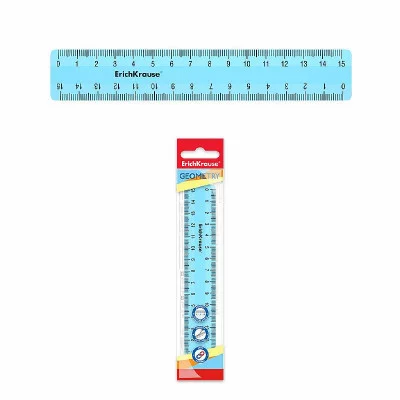 Линейка пластиковая ErichKrause Pastel, 15см, голубой 49536
