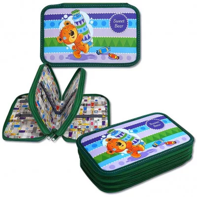 Пенал МП31П25/3 3-секционный "Мишка с подарком" 195*120*65/ J.Otten /1 /0 /24 230376