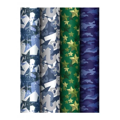 Упаковочная бумага глянц. 70*100см, MESHU "Military", 80 г/м2, ассорти, 4 дизайна 372637