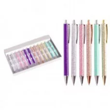 Ручка шариковая Alingar "Гламур", синяя, 1,0 мм, механическая, металлический цветной корпус, ассорти, картонная упаковка AL7873