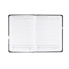 ЕЖЕДНЕВНИК А5,128л. РОССИЯ - 12 (128-9911) 7БЦ, мат.лам,чер.фон+рез,недат.кр.уг 128-9911