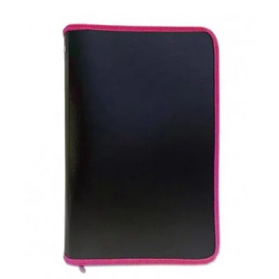 Папка 1 отделение, А4 325х230х25 мм, Пчелка, пластик, без дизайна, молния вокруг, "Черная/Малиновая" ПМ-А4-11