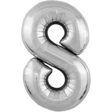Шар Agura Slim серебро цифра 8 (40\'\'/102 см) 754580