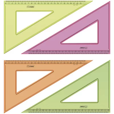 Треугольник 30°, 23см Стамм, прозрачный флуоресцентный, 4цв. Стамм 028402