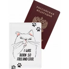 Обложка на паспорт "Серьезный котик" (ПВХ) ОП-0425