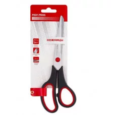 Ножницы канцелярские 21,5 см (НЖ-1091) двухцв. прорезин. кольца, в карт. блистере,  НЖ-1091