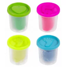 Пластилин-тесто для лепки BRAUBERG KIDS, 4 цвета, 560 г, яркие неоновые цвета, крышки-штампики, 106716