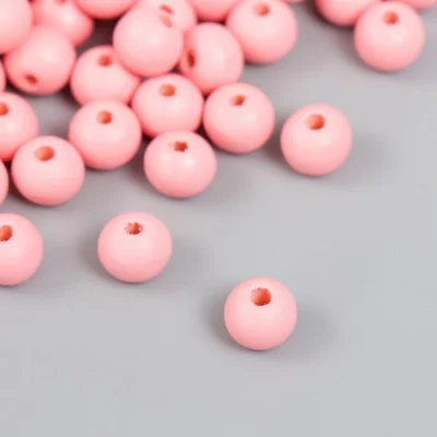 Бусины для творчества дерево "Розовый" d-0,8 см, набор 20 гр    7829694