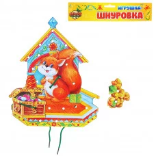 игрушка деревянная шнуровка домик 1060238