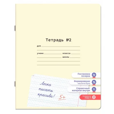 Тетрадь УЧУСЬ ПИСАТЬ № 2 12 л. частая косая линия, со справочным материалом, ЮНЛАНДИЯ, 404852