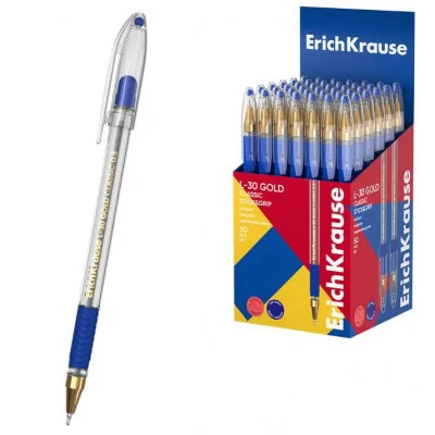 Ручка шариковая ErichKrause L-30 Gold Stick&Grip Classic 0.5, Super Glide Technology, цвет чернил си