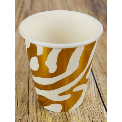 Бумажные стаканы с тиснением Золотой узор, 250 мл, 6 шт ФЛ-2802