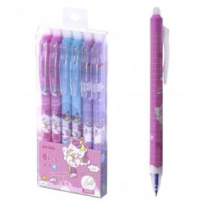 Ручка гелевая пиши-стирай, автоматическая Alingar "Радужное пони", 0,5мм, синяя, игольч. наконечник, круглый цветной пластиковый корпус, пласт. уп. AL11121