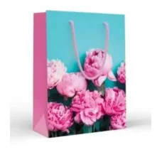 Пакет подарочный (MS)  Пионы на бирюзовом фоне 151102231