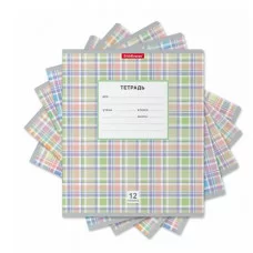 Тетрадь школьная ученическая ErichKrause Optima Новая шотландка ассорти 12 листов линейка 58216