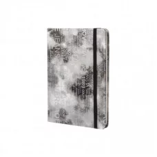 Записная книжка, А6, Alingar, 7БЦ, ПВХ резинке, клетка, 96 л. Трендовые надписи серый AL9308