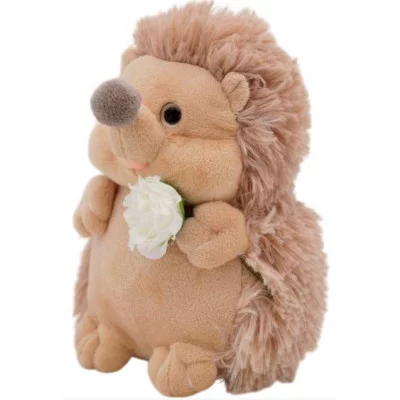Ежик Златон маленький 17 см с белой розой 0913217-212 Unaky Soft Toy 146-003