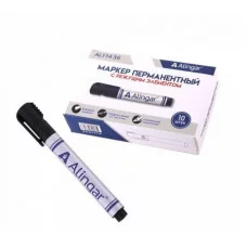 Маркер перманентный, с режущим элементом, черный, Alingar, утолщенный пулевидный, 2-3 мм AL11436