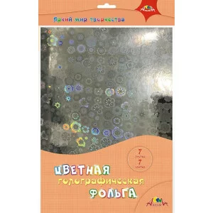 Фольга голографическая цветная А4 7л. в ПЭТ "Нежные цветы" С3374-03 Апплика 302192