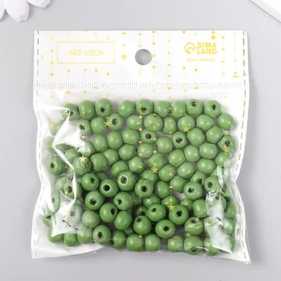 Бусины для творчества дерево "Оливковый" d-0,8 см, набор 20 гр   9463326