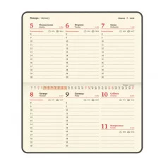 Еженедельник датированный 2026 МАЛЫЙ ФОРМАТ 95х155 мм, А6, BRAUBERG "Augustus", под кожу, красный, 117184