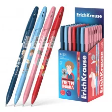 Ручка шариковая ErichKrause R-301 Stick&Grip Приключения Пети и Волка 0.7, цвет чернил синий 61002