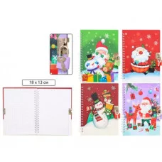 Книжка записная А5- 48л клетка/гребень тв ламин "Новогодние" +замочек асс BASIR МС-7227 125647