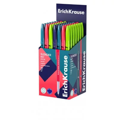 Ручка шариковая ErichKrause Slender Stick Reef 0.7, Super Glide Technology, цвет чернил синий  63095