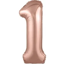 Шар Agura Slim Розовое золото цифра 1 (40\'\'/102 см) 755457 465-0-099-75545-7
