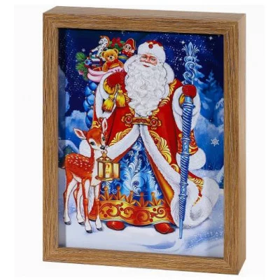 Светодиодный светильник Картина "Дедушка Мороз" (2 смен. карт.) 65 LED 16.5*21*4.5см СН-2842