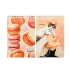 БЛОКНОТ А6 40л. на гребне ПЕРСИКОВЫЙ ПУХ (40-6975) ассорти, цвет.мелов.обл, офсет, клетка 40-6975