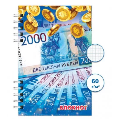Блокнот спираль 120л А6 Деньги 2 Бг120/7-2